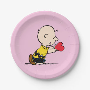 Peanuts Valentine's Day Charlie Brown Red Heart Paper Plates