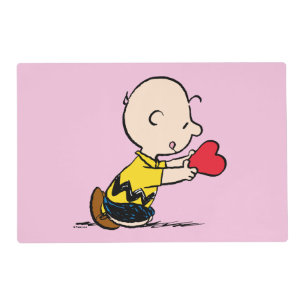 Peanuts Valentine's Day Charlie Brown Red Heart Placemat