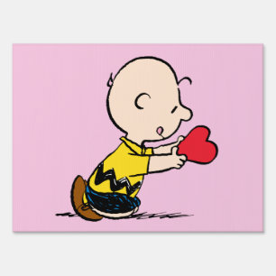 Peanuts Valentine's Day Charlie Brown Red Heart Sign