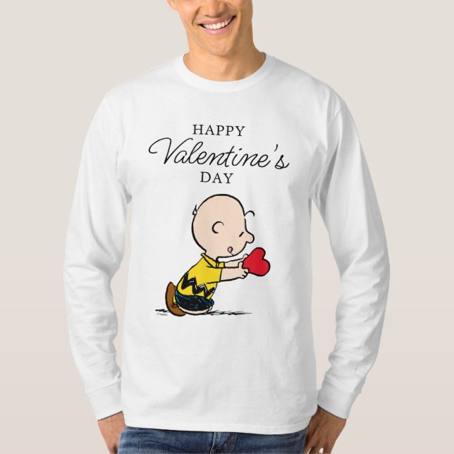 Peanuts | Valentine's Day Charlie Brown Red Heart T-Shirt (Front)