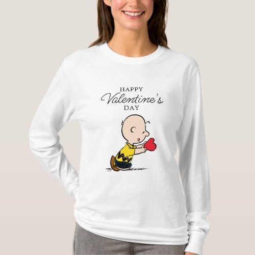 Peanuts  Valentines Day Charlie Brown Red Heart T_Shirt