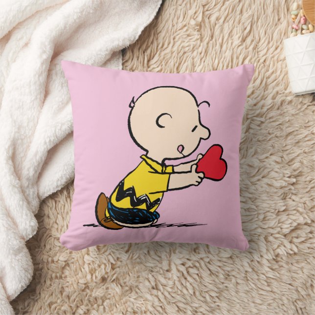 Peanuts | Valentine's Day Charlie Brown Red Heart Throw Pillow (Blanket)