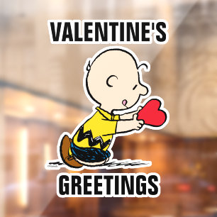Peanuts Valentine's Day Charlie Brown Red Heart Window Cling