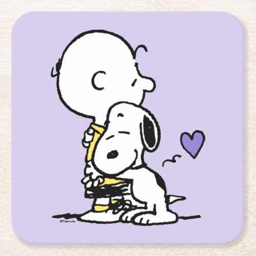 Peanuts  Valentines Day  Charlie Brown  Snoopy Square Paper Coaster