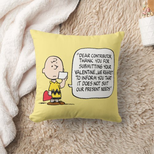 Peanuts  Valentines Day  Charlie Brown Throw Pillow