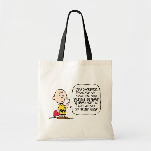 Peanuts  Valentines Day  Charlie Brown Tote Bag