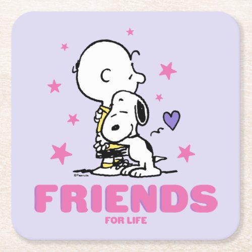 Peanuts  Valentines Day  Friends For Life Square Paper Coaster