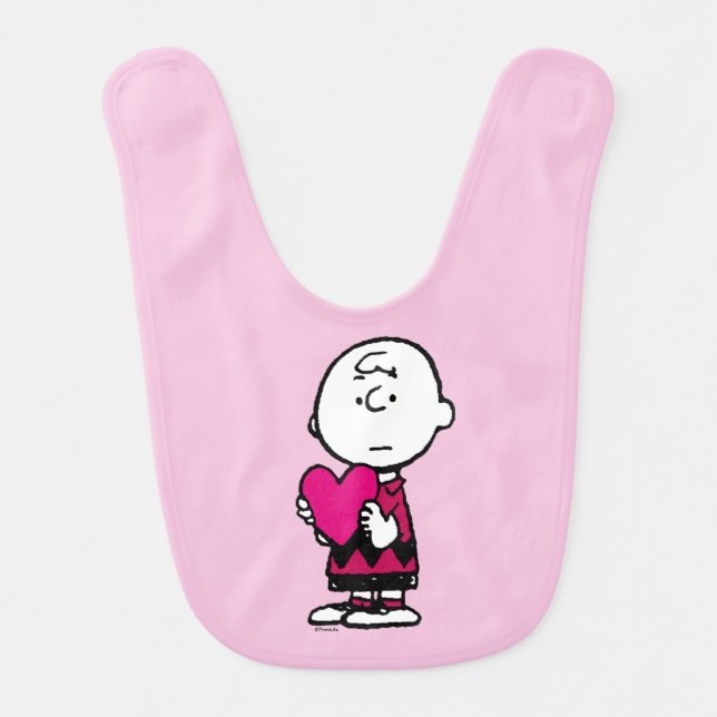 Peanuts | Valentine's Day | Heart Charlie Brown Baby Bib (Front)