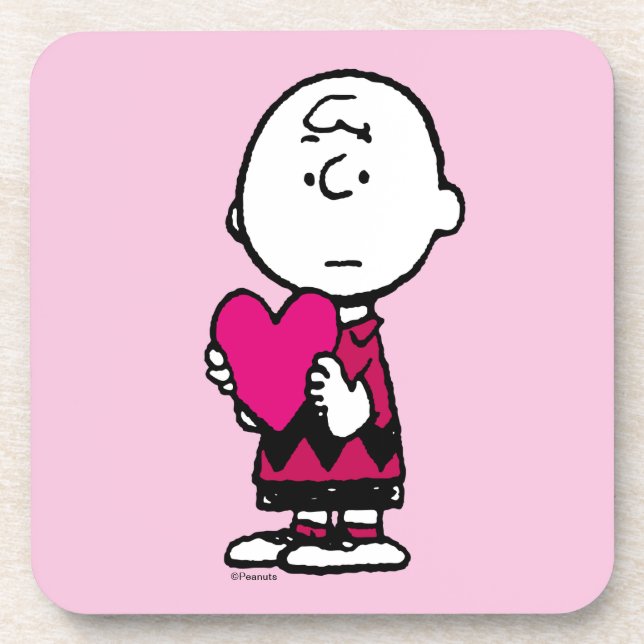 Peanuts | Valentine's Day | Heart Charlie Brown Beverage Coaster (Front)