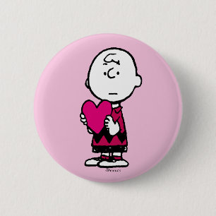 Peanuts Valentine's Day Heart Charlie Brown Button