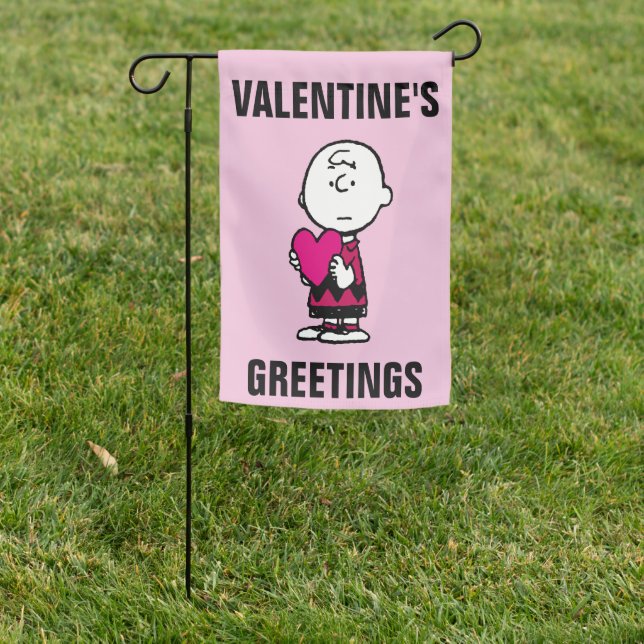 Peanuts | Valentine's Day | Heart Charlie Brown Garden Flag (In SItu)