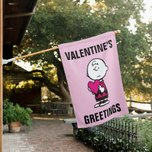 Peanuts   Valentine's Day   Heart Charlie Brown House Flag