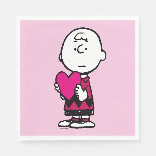 Peanuts  Valentines Day  Heart Charlie Brown Napkins