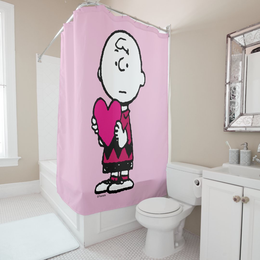 Peanuts Valentine's Day Heart Charlie Brown Shower Curtain Zazzle