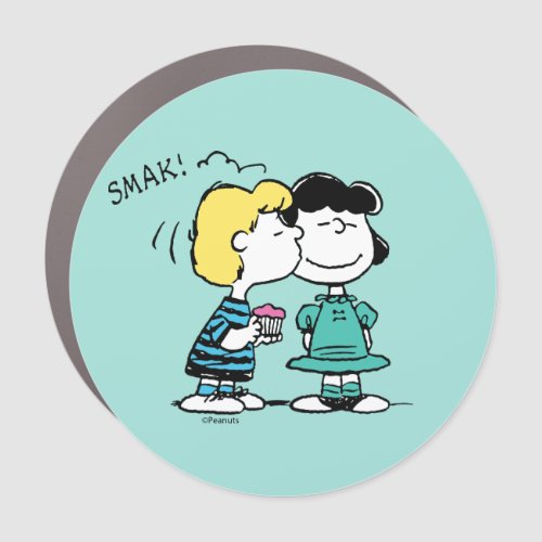 Peanuts  Valentines Day  Lucy  Schroeder Kiss Car Magnet