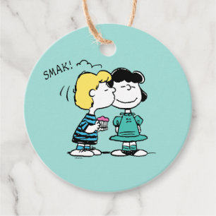 Peanuts Valentine's Day Lucy & Schroeder Kiss Favor Tags
