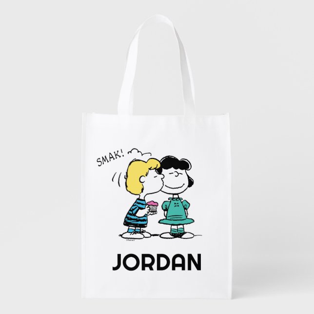 Peanuts | Valentine's Day | Lucy & Schroeder Kiss Grocery Bag (Front)