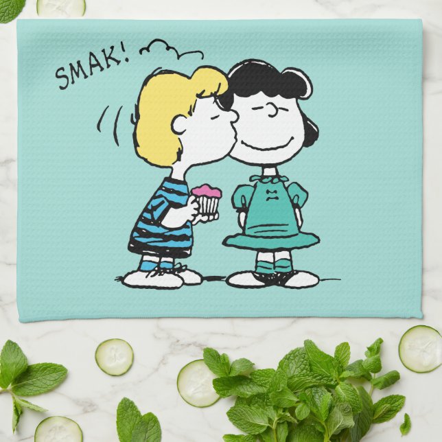 Peanuts | Valentine's Day | Lucy & Schroeder Kiss Kitchen Towel (Folded)