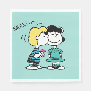 Peanuts Valentine's Day Lucy & Schroeder Kiss Napkins