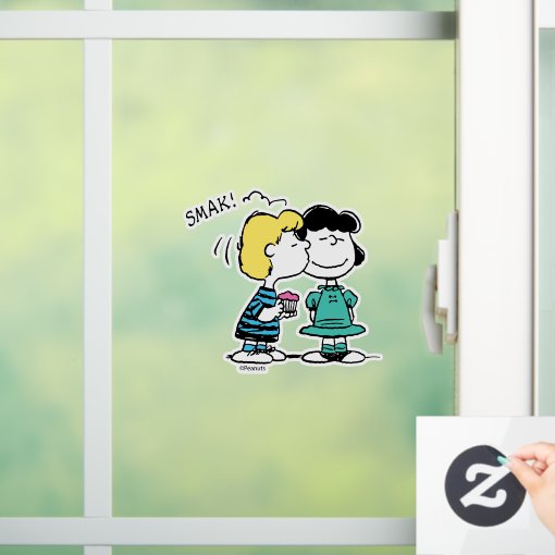 Peanuts Valentine's Day Lucy & Schroeder Kiss Window Cling Zazzle