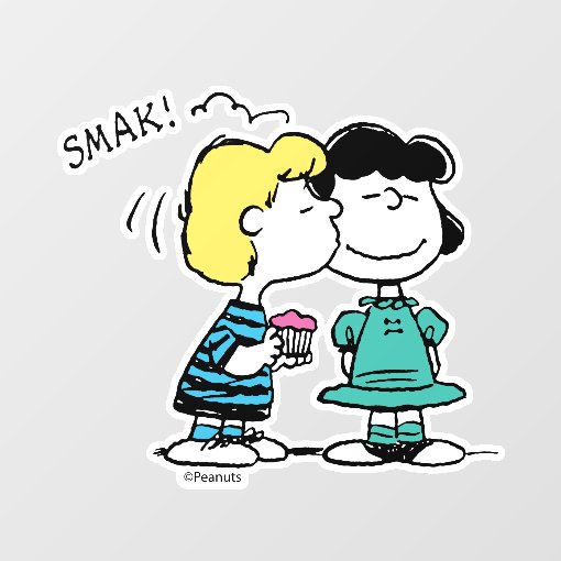 Peanuts Valentine's Day Lucy & Schroeder Kiss Window Cling Zazzle