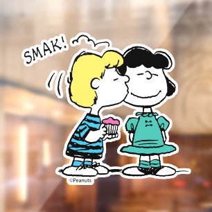 Peanuts Valentine's Day Lucy & Schroeder Kiss Window Cling