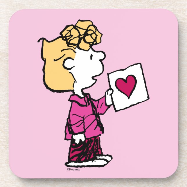 Peanuts | Valentine's Day | Sally Valentine Card Beverage Coaster (Front)