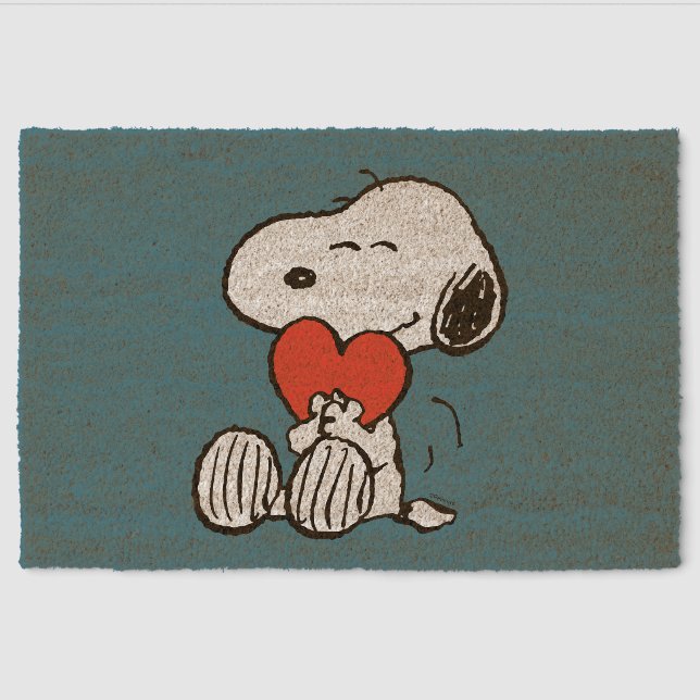 Peanuts Valentine's Day Snoopy Heart Hug Fiber Doormat (Front)