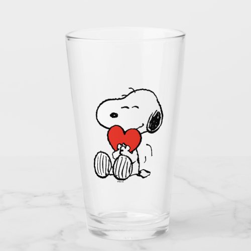 Peanuts  Valentines Day  Snoopy Heart Hug Glass