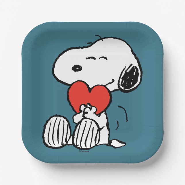 Peanuts | Valentine's Day | Snoopy Heart Hug Paper Plates (Front)