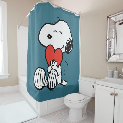 Peanuts  Valentines Day  Snoopy Heart Hug Shower Curtain