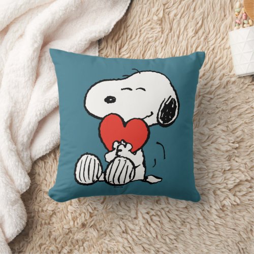 Peanuts  Valentines Day  Snoopy Heart Hug Throw Pillow