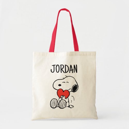 Peanuts  Valentines Day  Snoopy Heart Hug Tote Bag