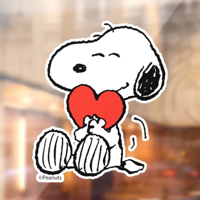 Peanuts | Valentine's Day | Snoopy Heart Hug Window Cling | Zazzle