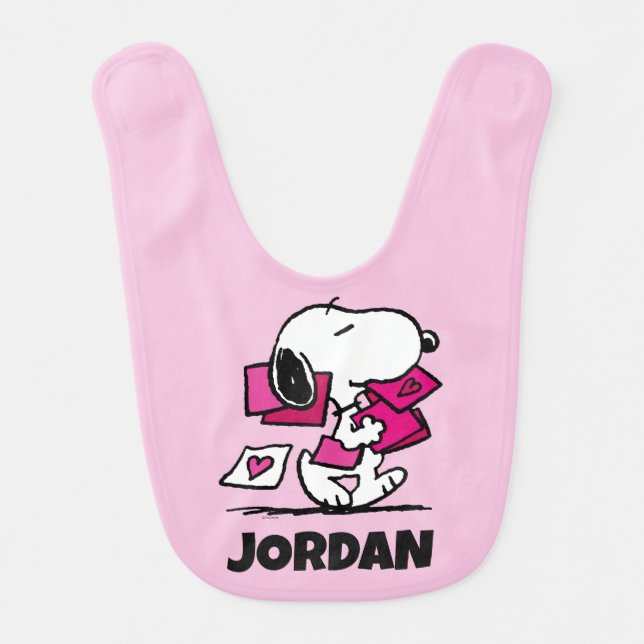 Peanuts | Valentine's Day | Snoopy With Valentines Baby Bib (Front)