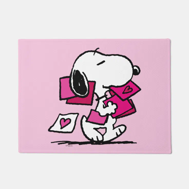 Peanuts | Valentine's Day | Snoopy With Valentines Doormat | Zazzle