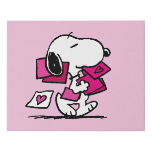 Peanuts   Valentine's Day   Snoopy With Valentines Faux Canvas Print