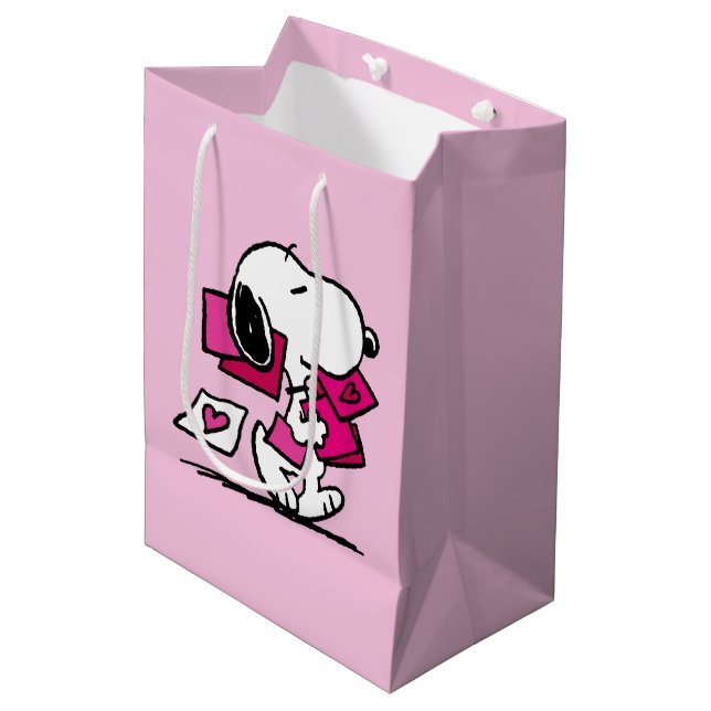 Peanuts | Valentine's Day | Snoopy With Valentines Medium Gift Bag (Front Angled)