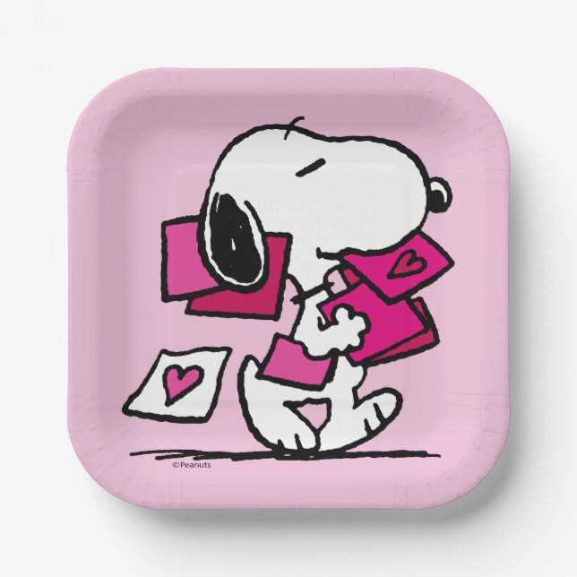 Peanuts | Valentine's Day | Snoopy With Valentines Paper Plates (Front)
