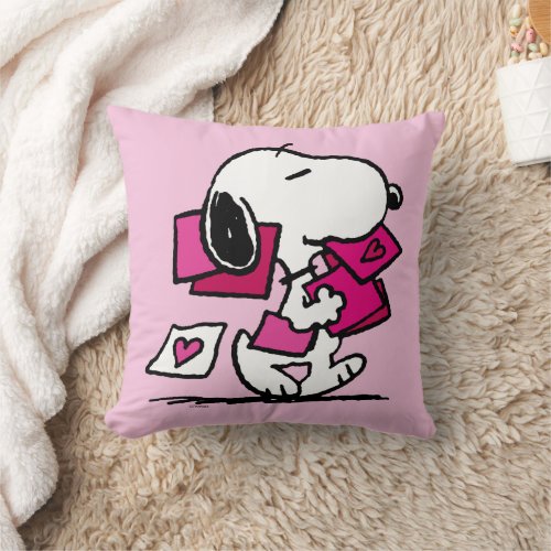 Peanuts  Valentines Day  Snoopy With Valentines Throw Pillow