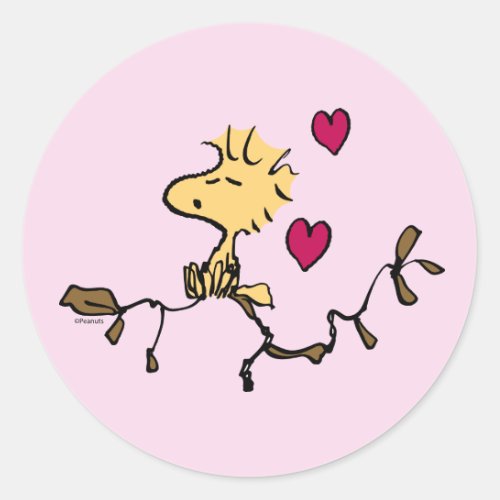Peanuts  Valentines Day  Woodstock Whistle Classic Round Sticker