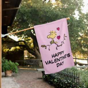 Peanuts   Valentine's Day   Woodstock Whistle House Flag