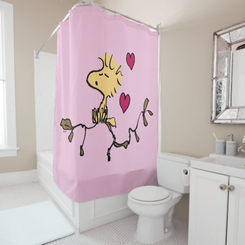 Peanuts  Valentines Day  Woodstock Whistle Shower Curtain