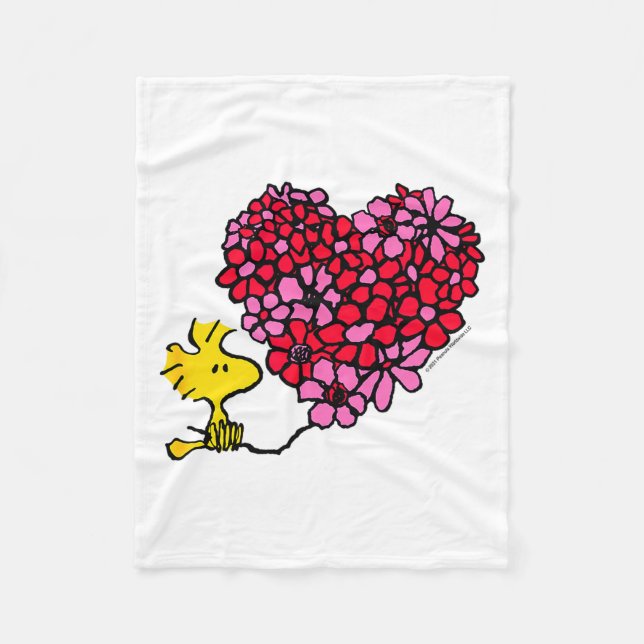 Peanuts - Valentines - Floral Heart  Fleece Blanket (Front)