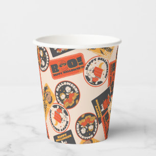 Peanuts Vintage Button Happy Halloween Pattern Paper Cups