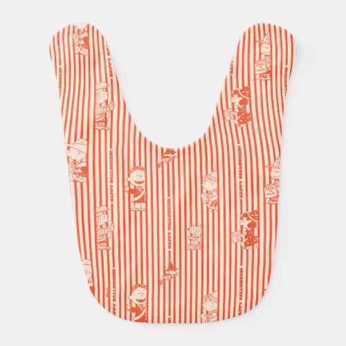 Peanuts  Vintage Happy Halloween Pattern Baby Bib