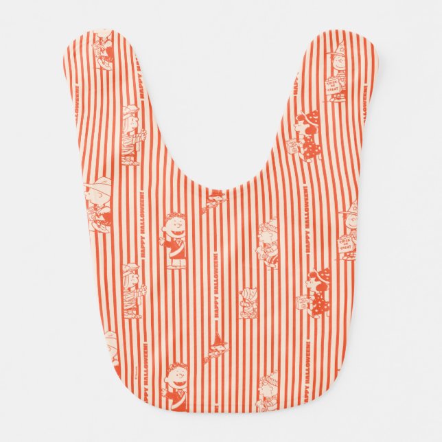 Peanuts | Vintage Happy Halloween Pattern Baby Bib (Front)