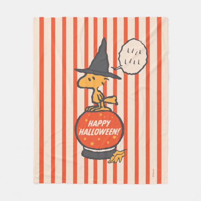 Peanuts | Vintage Woodstock Witch Stripes Fleece Blanket (Front)