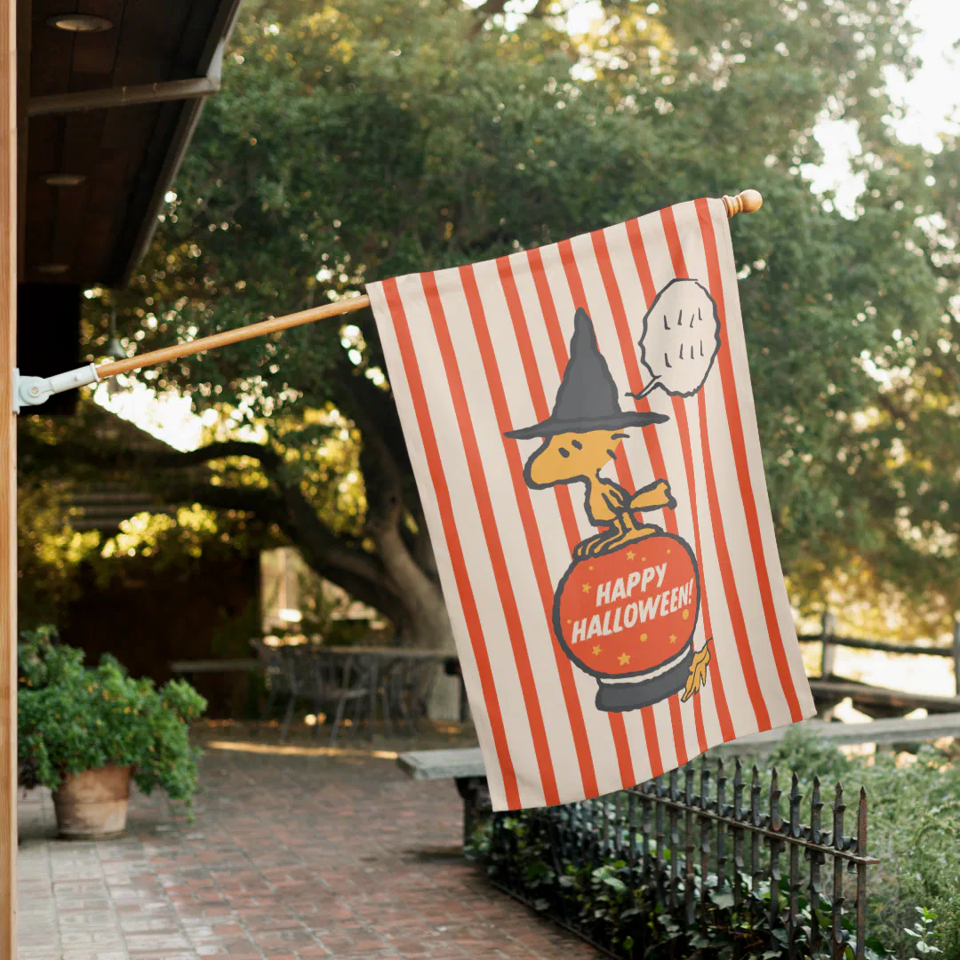 Peanuts | Vintage Woodstock Witch Stripes House Flag
