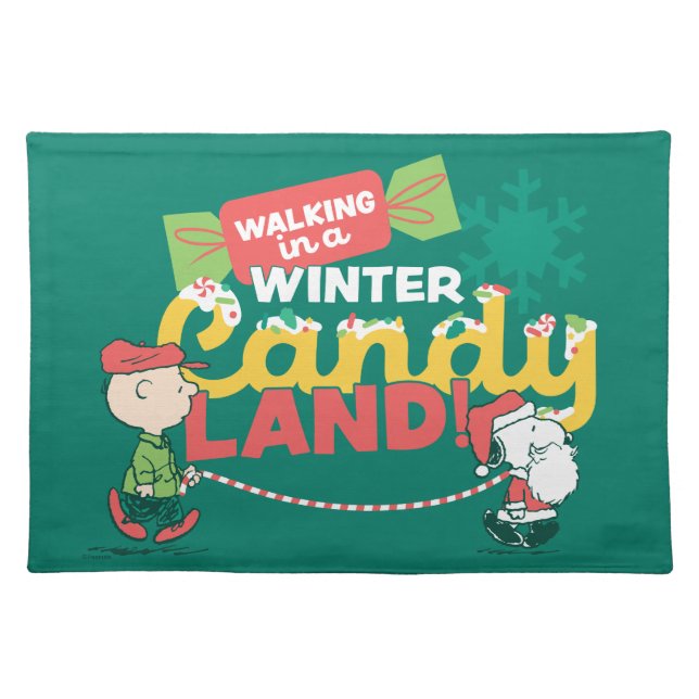 Peanuts | Walking In A Winter Candy Land! Cloth Placemat (Front)